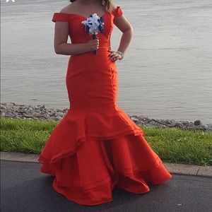 2 piece red formal dress